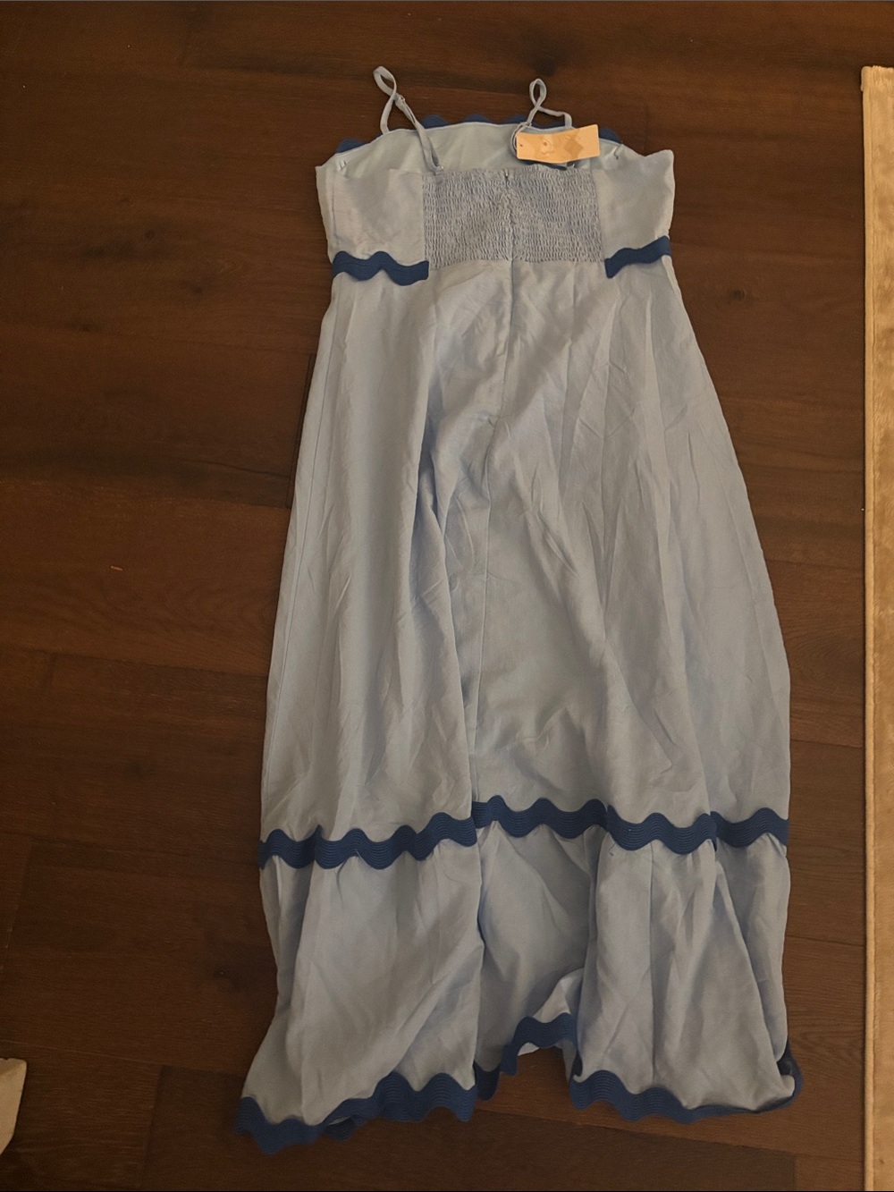 Amazon- Light Blue Maxi Dress with Navy Ric Rac Trim - Picture 2 of 3